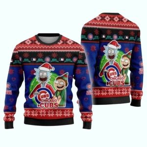 Rick And Morty With Chicago Cubs Ugly Sweater