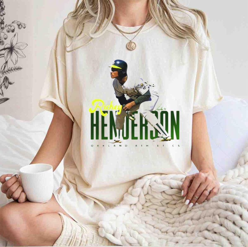 Rickey Henderson Oakland Athletics Vintage Signature T Shirt t shirt 1 1