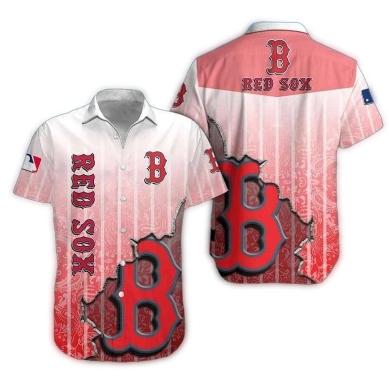 Ripped B Pattern Boston Red Sox Aloha Shirt With Gradient 1