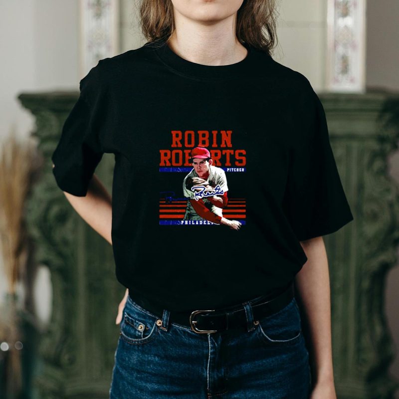 Robin Roberts Philadelphia Phillies Signature T-Shirt for Baseball Fans - Image 2
