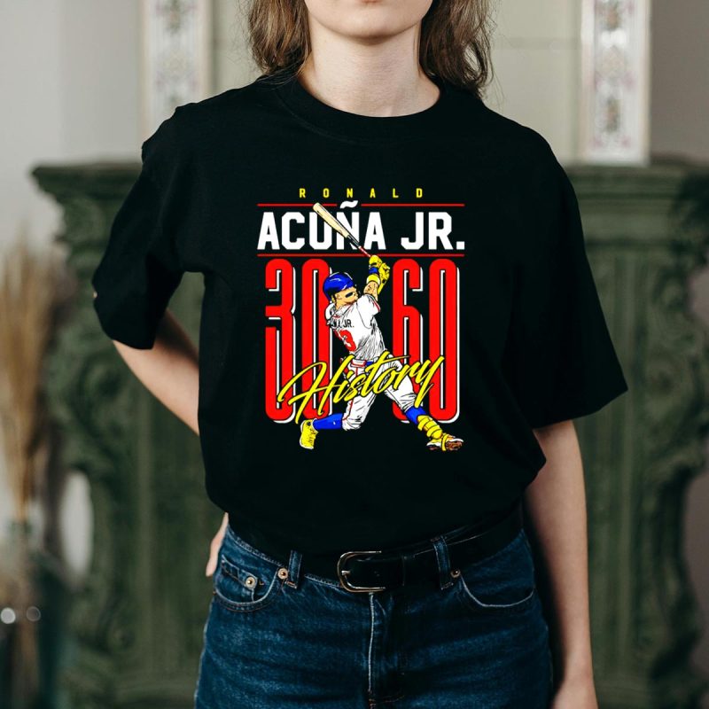 Ronald Acuña Jr 30-60 Milestone Atlanta Braves Baseball T-Shirt - Image 2