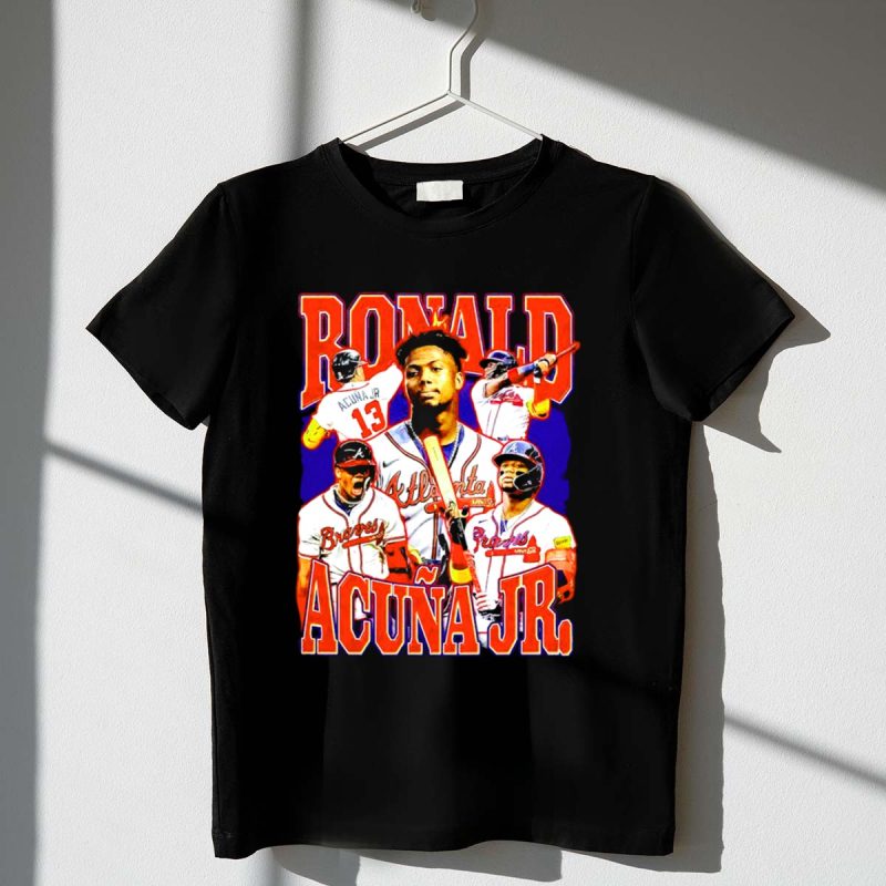 Ronald Acuña Jr Atlanta Braves Vintage Baseball Player Collage T-Shirt