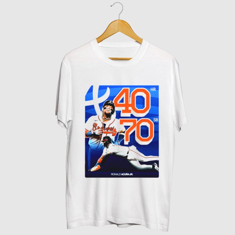 Ronald Acuña Jr Braves 40 Hr 70 Sb Club T-Shirt - Baseball Fan Tee - Image 2