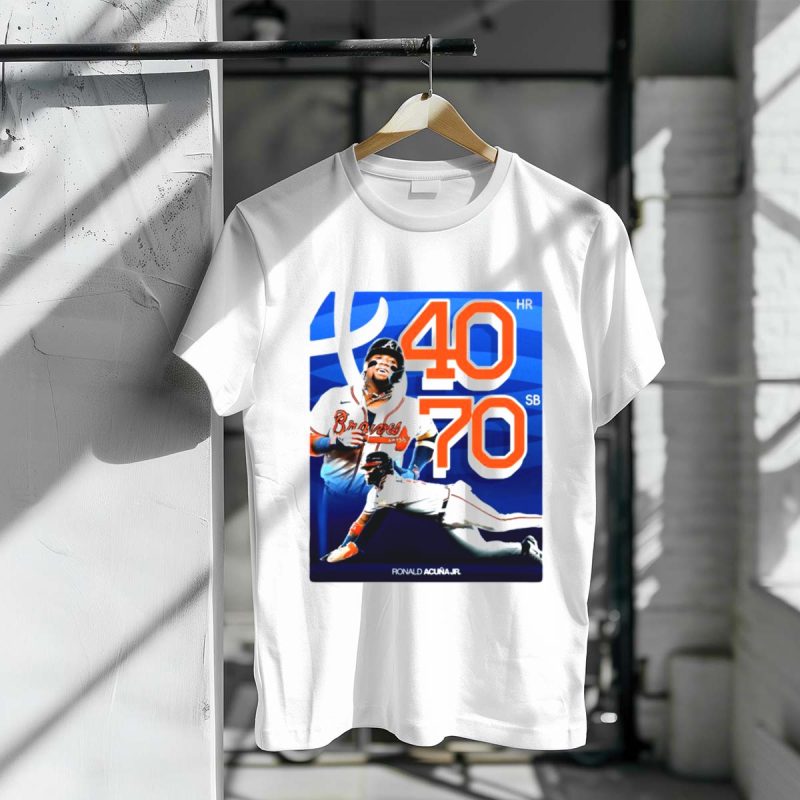 Ronald Acuña Jr Braves 40 Hr 70 Sb Club T-Shirt - Baseball Fan Tee - Image 3
