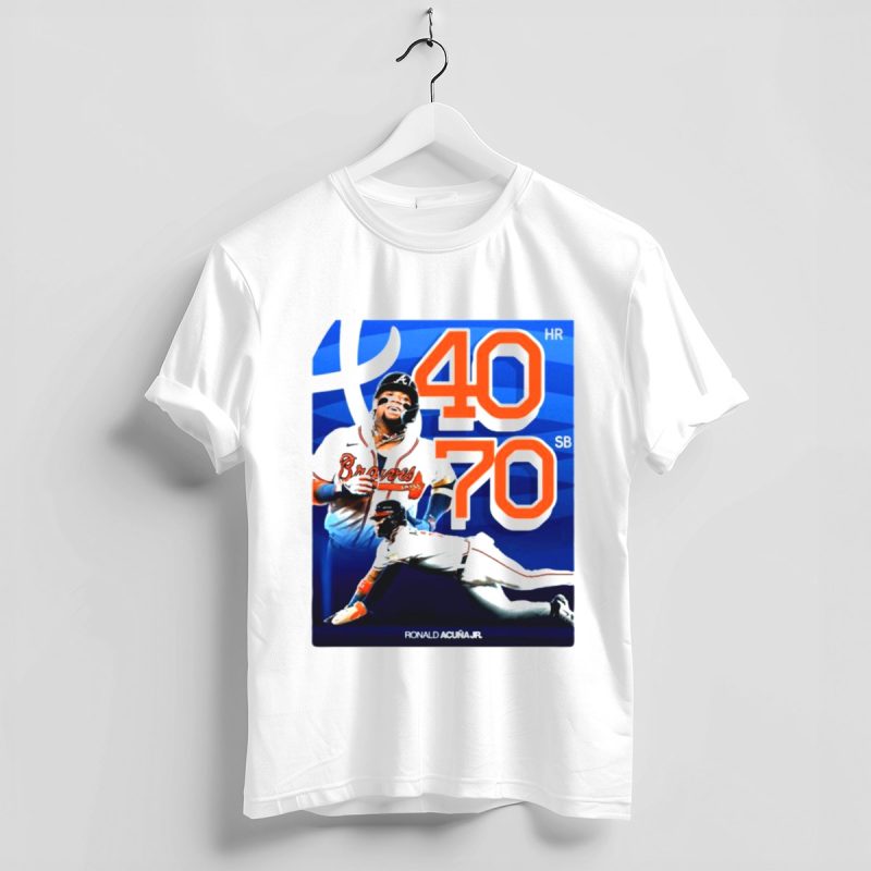 Ronald Acuña Jr Braves 40 Hr 70 Sb Club T-Shirt - Baseball Fan Tee - Image 4