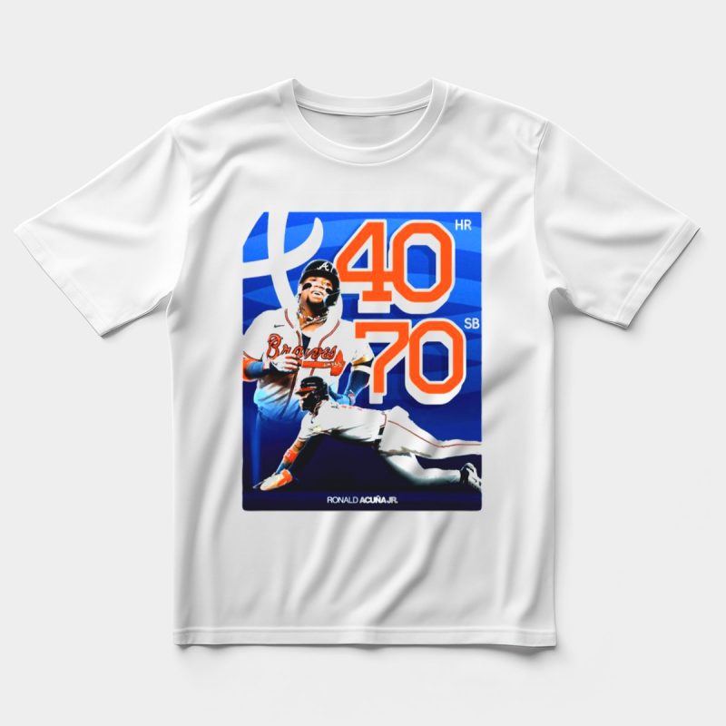 Ronald Acuña Jr Braves 40 Hr 70 Sb Club T-Shirt - Baseball Fan Tee - Image 5