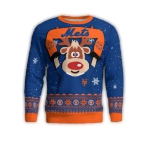 Rudolph New York Mets Festive Ugly Sweater For Holiday Cheer