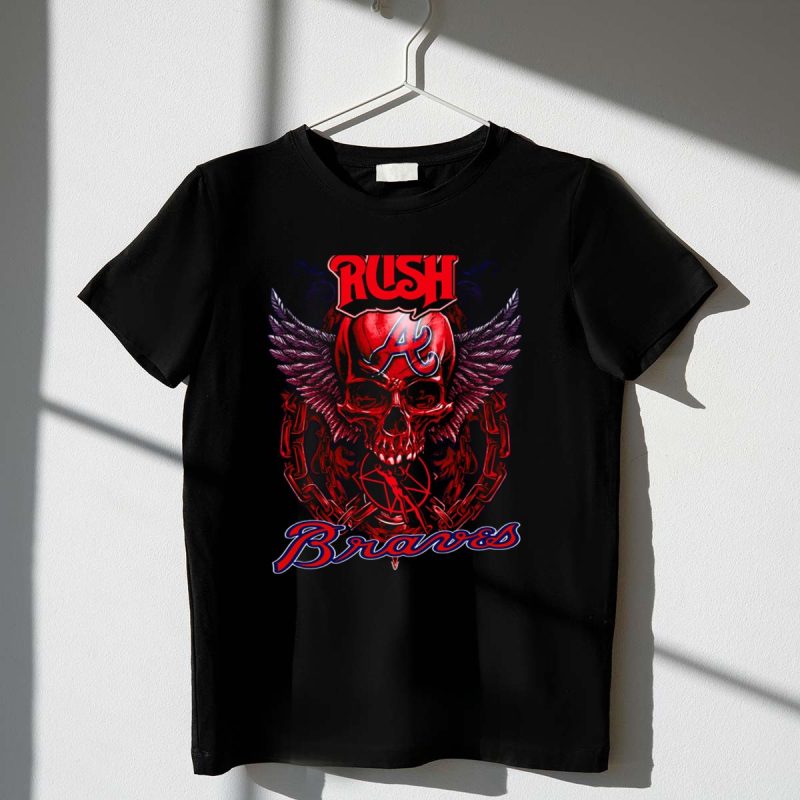 Atlanta Braves Skull With Wings & Chains Graphic T-Shirt For Fans