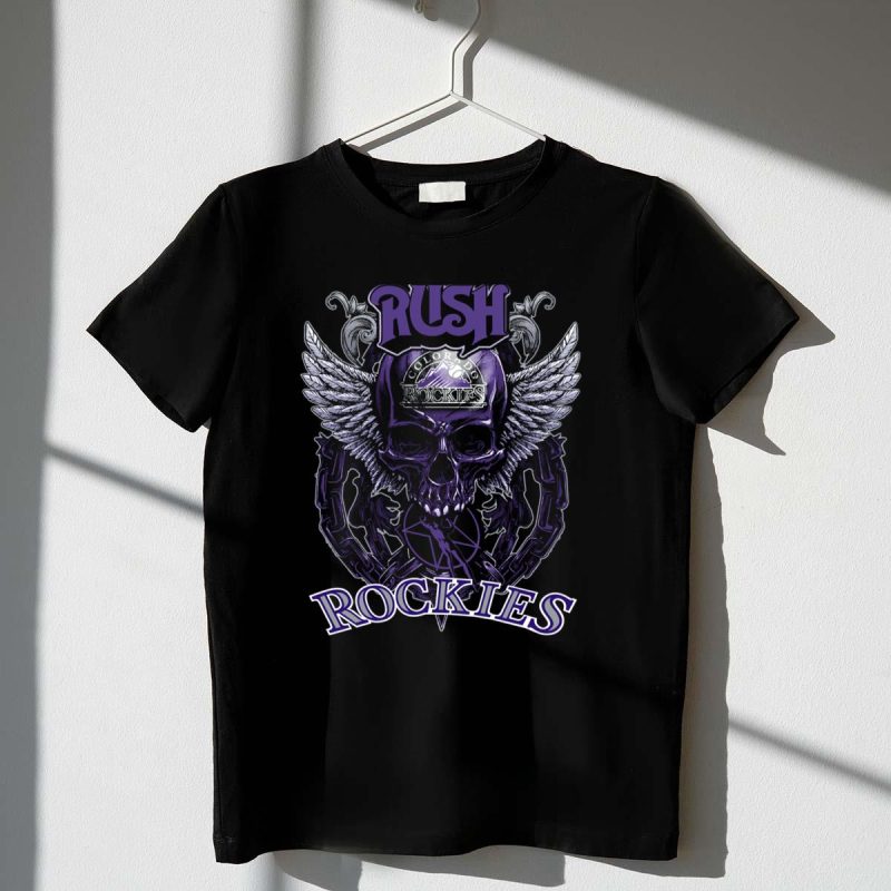 Rush Colorado Rockies Skull Wings T Shirt t shirt 1 1
