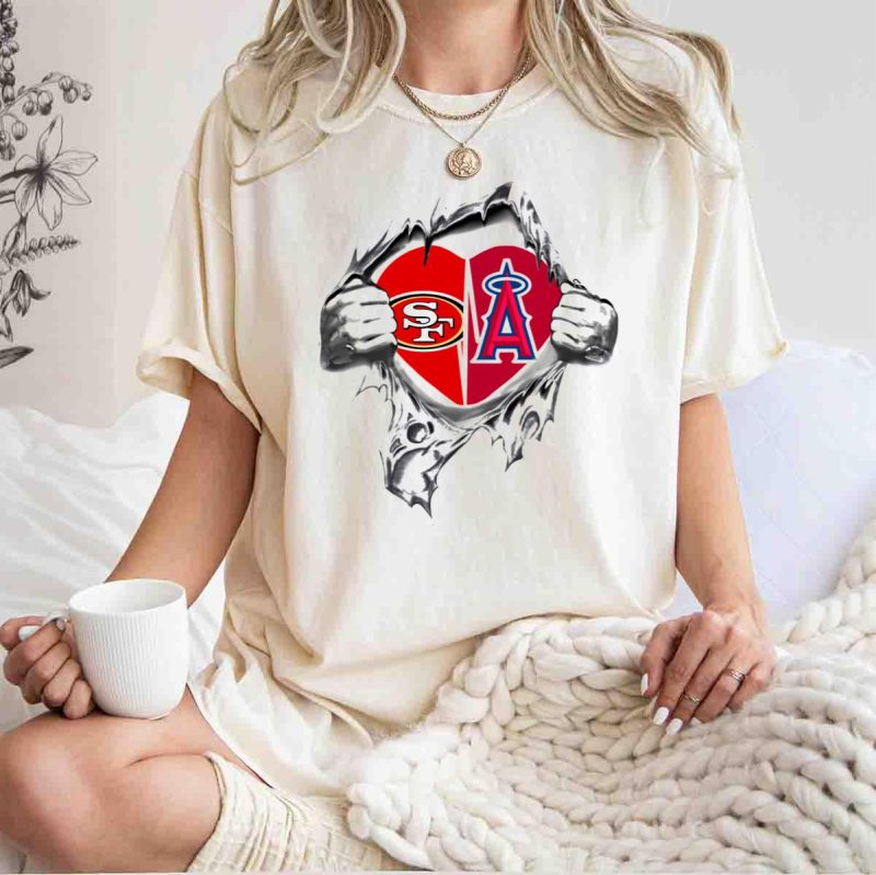 SF 49ers Los Angeles Angels Heart T Shirt t shirt 1 1