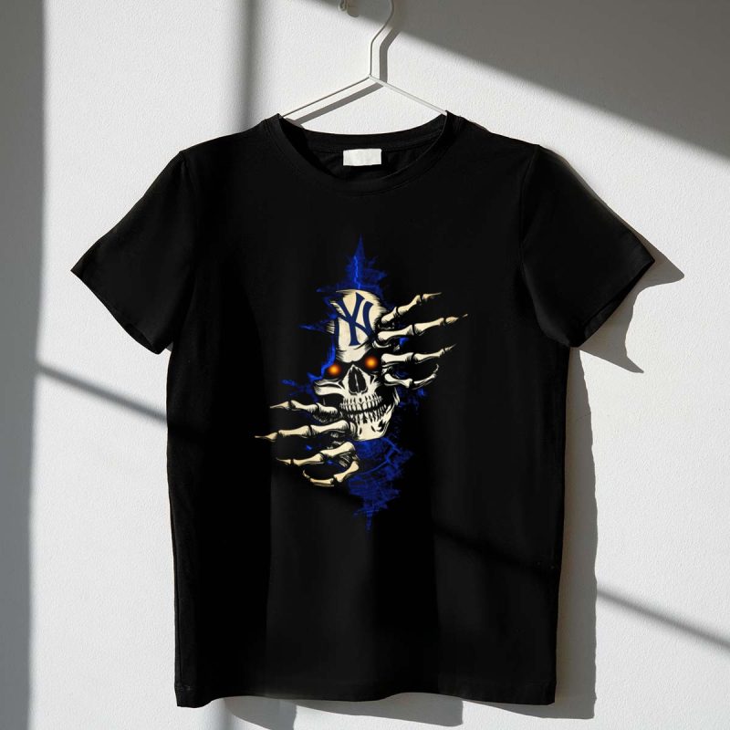 SKULL YANKEES NY LOGO SKELETON HANDS RED EYES T Shirt t shirt 1 1