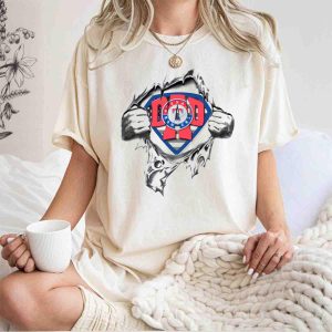 Superdad Texas Rangers Emblem Superman Shield T-Shirt For Fans