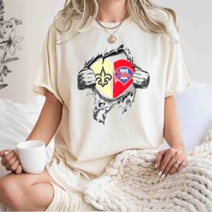 Saints Phillies Heart Logo Graphic T-Shirt - Stylish Casual Wear for Fans