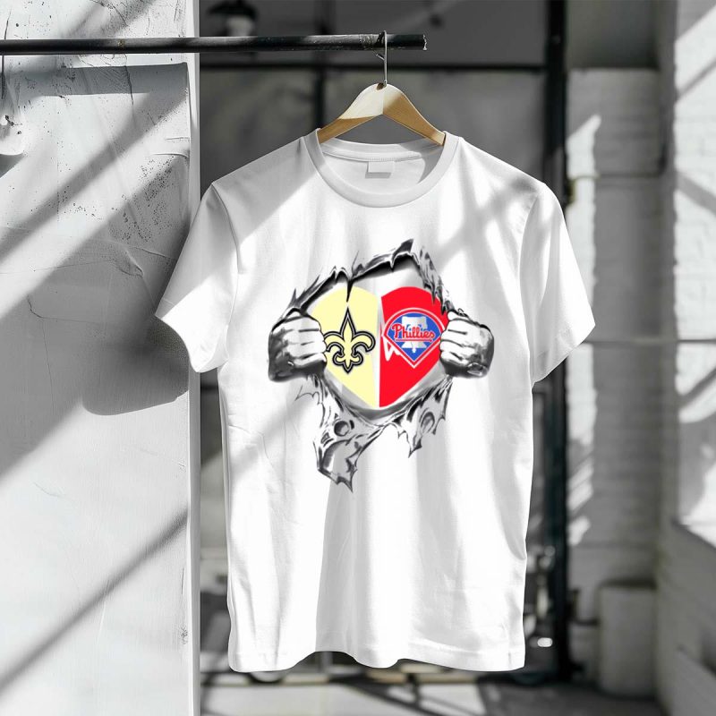 Saints Phillies Heart Logo Graphic T-Shirt - Stylish Casual Wear for Fans - Image 3