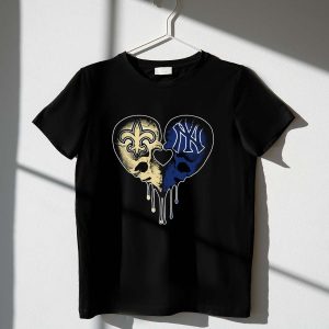 Saints Yankees Skull Heart Love Graphic T-Shirt For Sports Fans