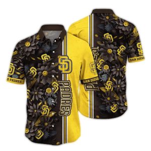 San Diego Padres Blossom Stripe Hawaiian Shirt - Tropical Baseball Style