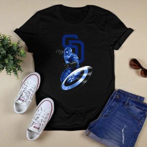 San Diego Padres Captain America Shield Graphic T-Shirt For Fans