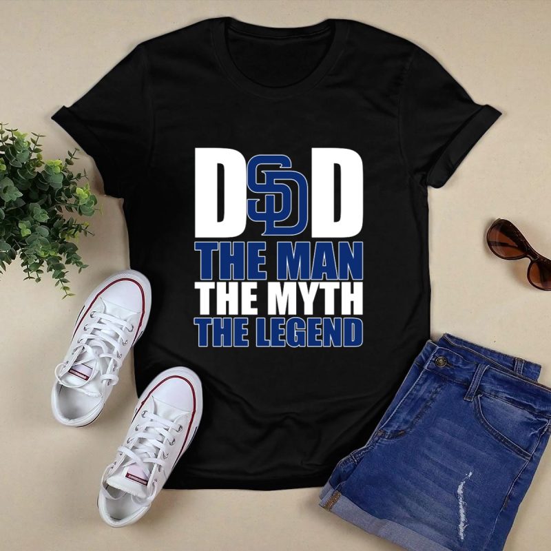 San Diego Padres Dad SD The Man The Myth The Legend T Shirt Black 1