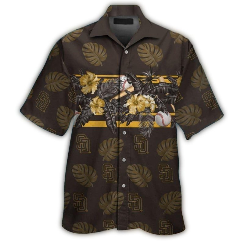 San Diego Padres Floral Leafs Pattern Hawaiian Shirt 1