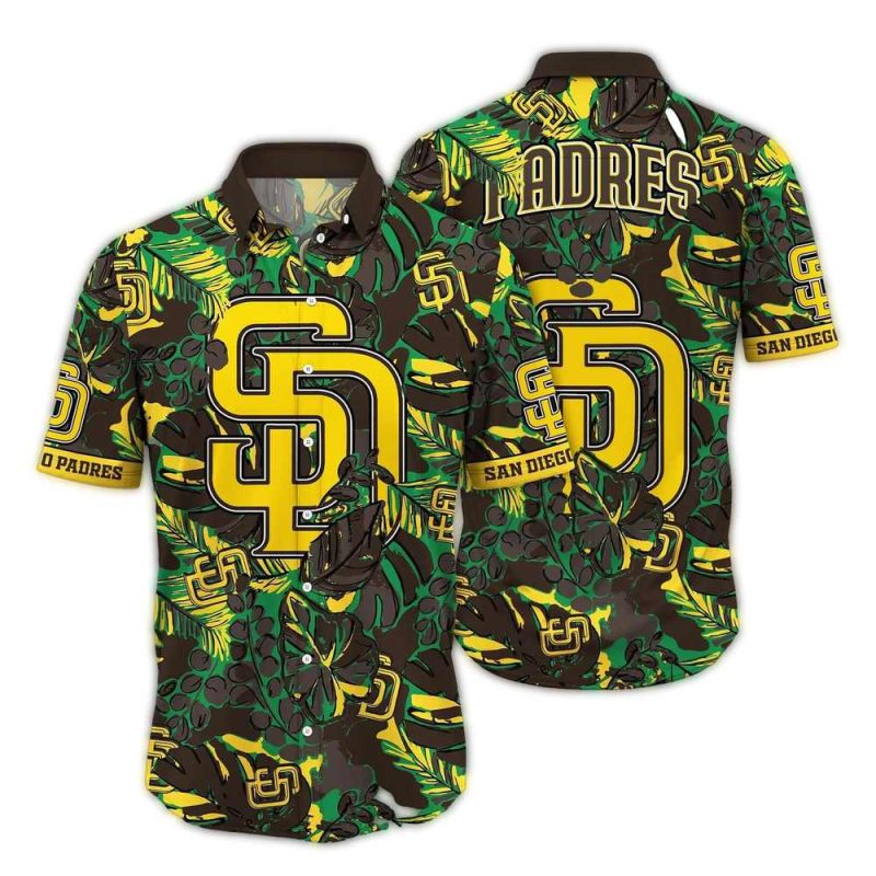 San Diego Padres Floral Leafs Pattern Vintage Hawaiian Shirt 1