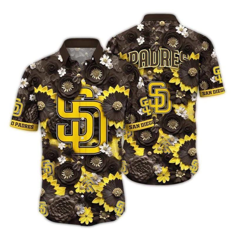 San Diego Padres Flower Blossom Pattern Summer Vacation Hawaiian Shirt 1