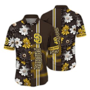 San Diego Padres Floral Stripe Hawaiian Shirt For Men