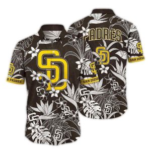 Vintage San Diego Padres Floral Leaf Hawaiian Shirt For Men