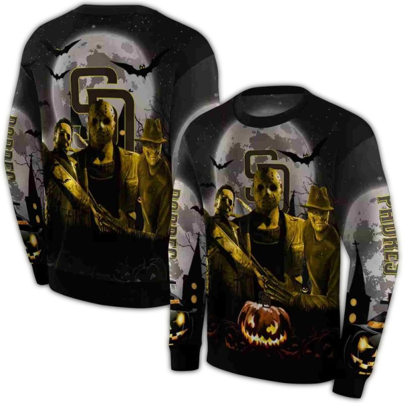 San Diego Padres Friends Horror Halloween Vibes AOP Sweatshirt 1