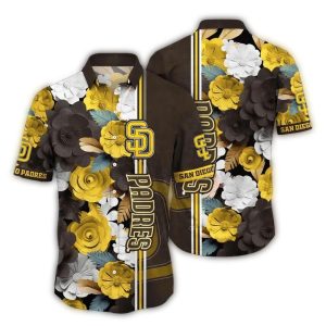 San Diego Padres Hawaiian Shirt With Golden Garden Design