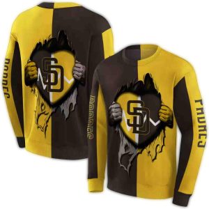 San Diego Padres Heartbeat Graphic Sweatshirt - All Over Print Design