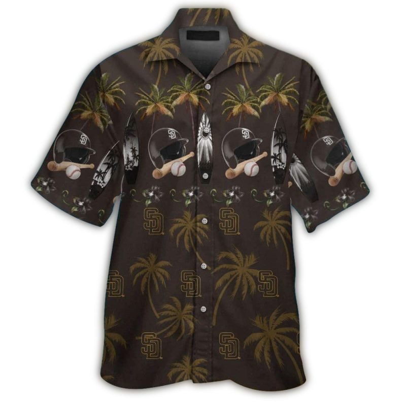 San Diego Padres Helmet Ball Surf Pattern Tropical Hawaiian Shirt 1