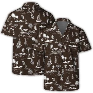 San Diego Padres Hawaiian Shirt - Tropical Island Sail Design