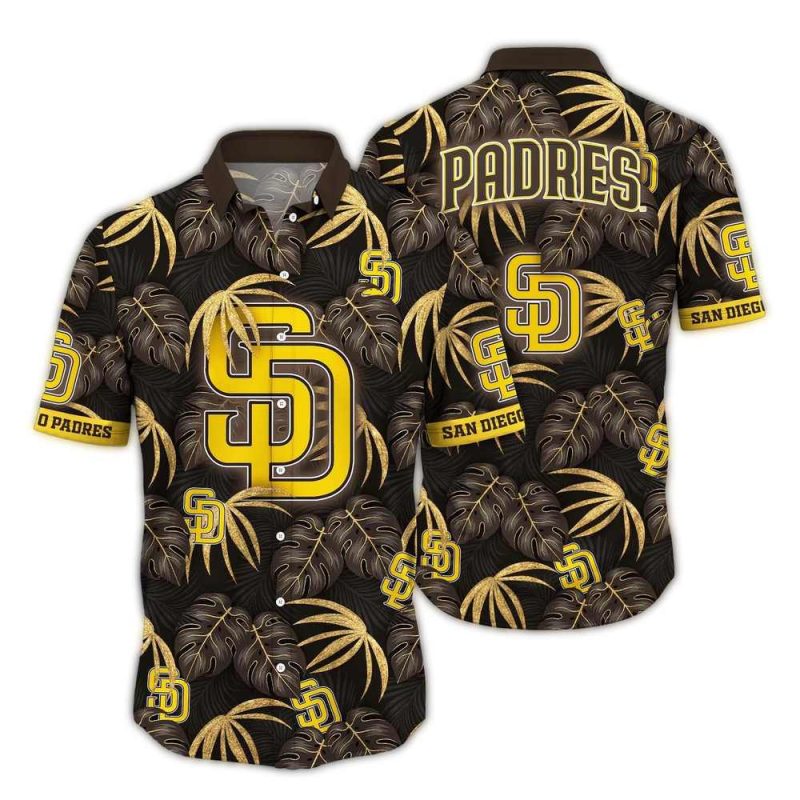 San Diego Padres Leafs Pattern Vintage Hawaiian Shirt 1