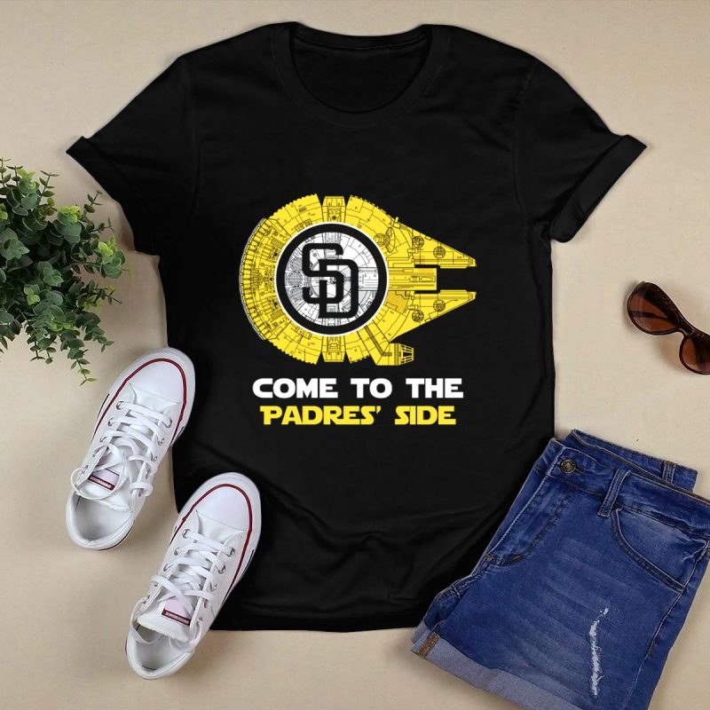 San Diego Padres Millennium Falcon Come to the Padres Side T Shirt Black 1