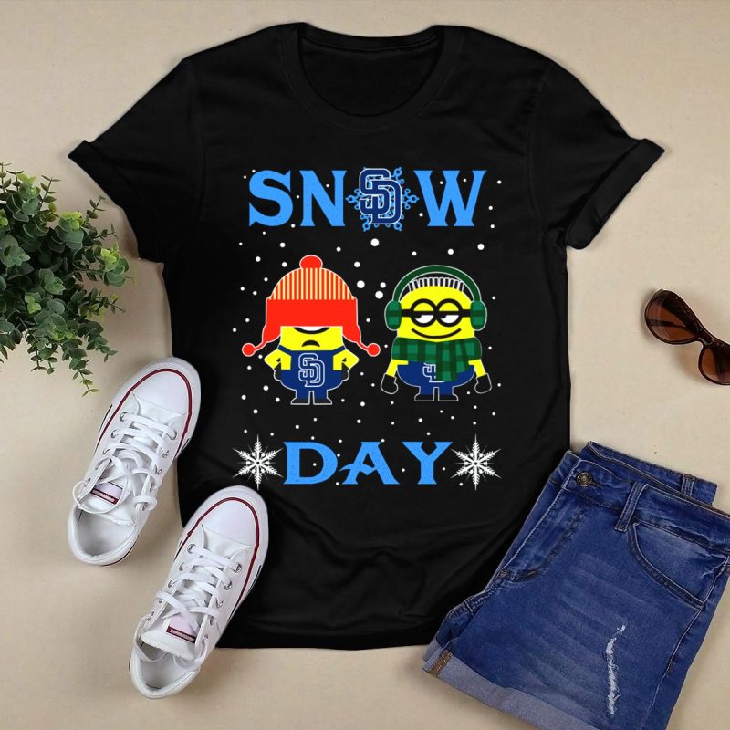 San Diego Padres Minion Fans Celebrate Snow Day T Shirt Black 1