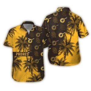 San Diego Padres Coconut Pattern Hawaiian Shirt With Multi Logos