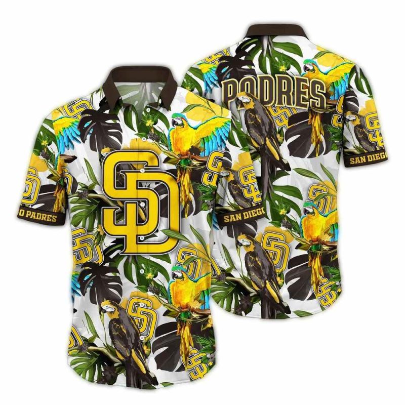 San Diego Padres Parrot Leafs Art Hawaiian Shirt 1