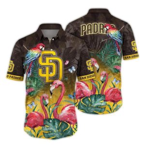 San Diego Padres Hawaiian Shirt With Parrot And Flamingo Art Design