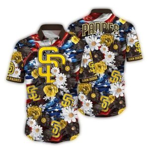 San Diego Padres Patriot Blooms Hawaiian Shirt - Stylish Tropical Tee