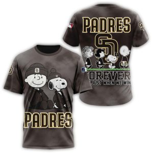 San Diego Padres Peanuts Snoopy All-Over Print T-Shirt For Fans