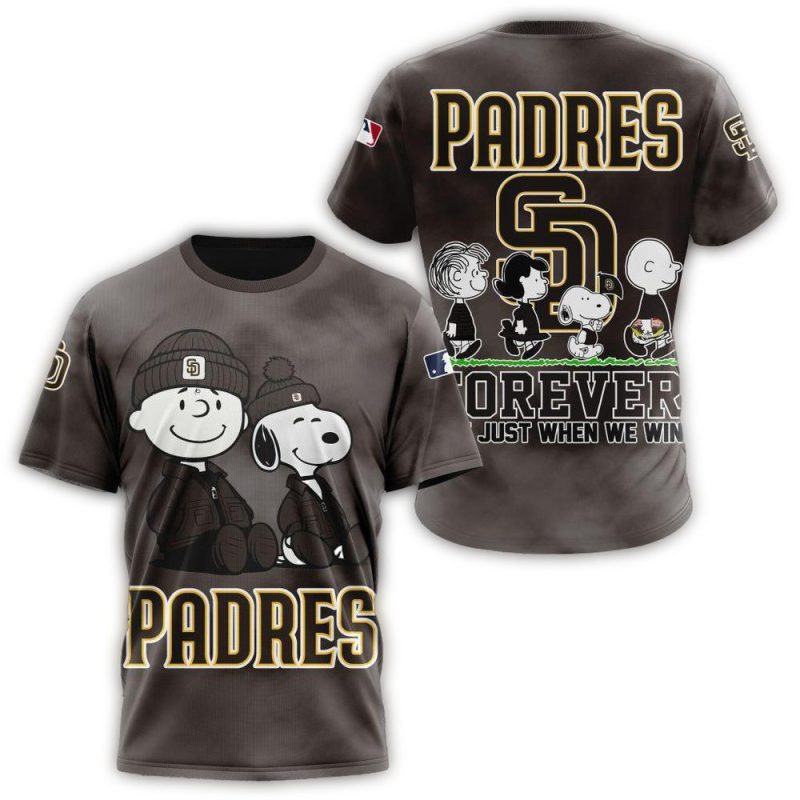 San Diego Padres Peanuts and Snoopy AOP T Shirt 1