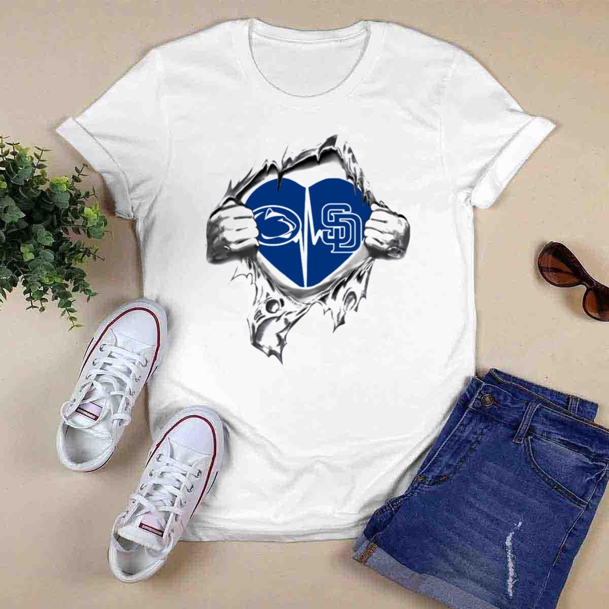 San Diego Padres Penn State Heartbeat Emblem T Shirt 0
