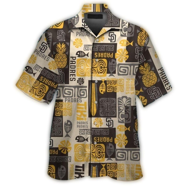 San Diego Padres Pineapple Fish and Tiki Pattern Vintage Hawaiian Shirt 1