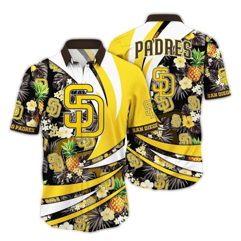 San Diego Padres Pineapple Floral Leafs Pattern Hawaiian Shirt 1