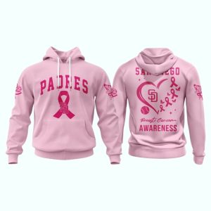 Pink San Diego Padres Breast Cancer Awareness All Over Print Hoodie