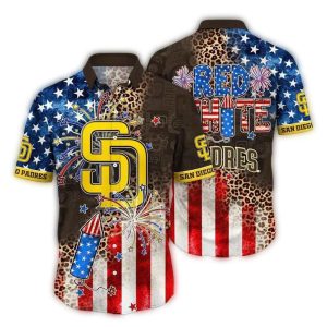 San Diego Padres Hawaiian Shirt In Red And White - Fun Beachwear Style
