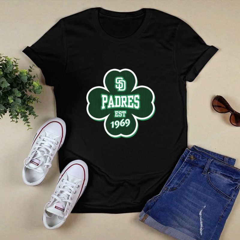 San Diego Padres Shamrock 1969 St Patricks Day T Shirt Black 1