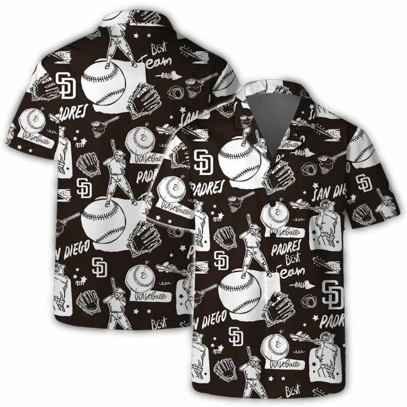 San Diego Padres Sketch Play Hawaiian Shirt 1