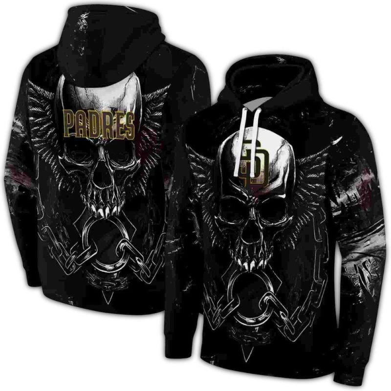 San Diego Padres Skull Artwork AOP Hoodie 1