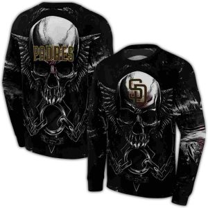 San Diego Padres Skull Art All-Over Print Sweatshirt For Fans